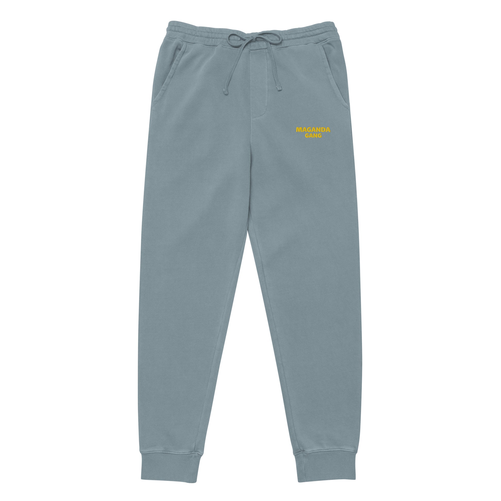 “Winter Blues MG Sweatpant folded product shot – soft cotton poly fleece jogger from Maganda Gang”